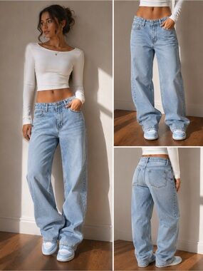 Women’s Like New Light Wash Straight Leg Jeans - White Fox